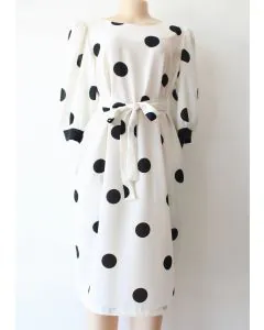 White with dot Dress